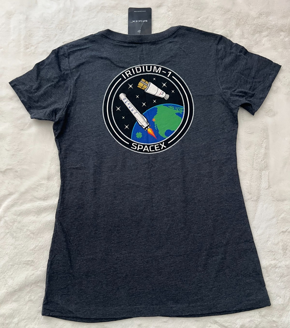 SpaceX Iridium-1 Mission T Shirt Womens Large Rare NWT Space Rocket Gray